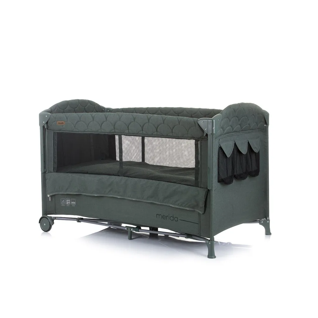 Chipolino Reisebett Merida Leinen, Aufbewahrungstasche, Zwei Ebenen, Matratze Dunkelgrün 5 Chipolino Reisebett Merida Leinen, Aufbewahrungstasche, Zwei Ebenen, Matratze Dunkelgrün – Bild 3