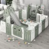Merax Laufgitter Faltbar Laufstall Baby Absperrgitter 14+2 Paneele Schutzgitter Mit Schaukel, Rutsche, Basketballkorb Und BB-Sound-Knopf, Krabbelgitter Aus Kunststoff Für Kinder, Grün+ Weiß -Barbie Store a55d7cbc6d4652426319b77c1d531912 1