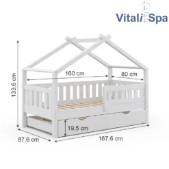 VitaliSpa Kinderbett + Bettschublade Design Weiß 167,6 X 87,6 X 133,6 Cm Massivholz -Barbie Store a5bd2163a22b9f5ee8a375aa7618874d