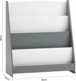 SoBuy KMB32-HG Kinder Bücherregal Kinderregal Aufbewahrungsregal Für Kinder Büchergestell Grau BHT Ca.: 80x88x30cm -Barbie Store a6e9f8b8a4aa07a1fd96960347c6fee1