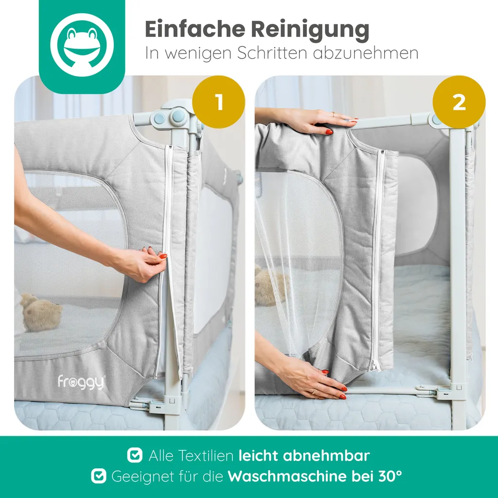 FROGGY Bettgitter 200cm Höhenverstellbar 73-105cm Baby Bettschutzgitter Für Kinder- & Elternbetten Geeignet 10 FROGGY Bettgitter 200cm Höhenverstellbar 73-105cm Baby Bettschutzgitter Für Kinder- & Elternbetten Geeignet – Bild 8
