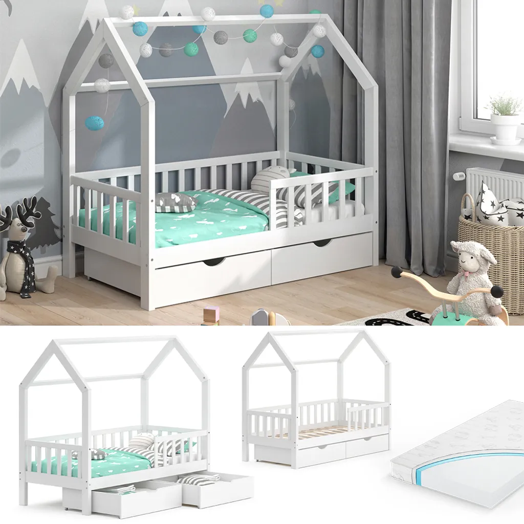 VitaliSpa Kinderbett Hausbett Spielbett Wiki 80x160 Inkl Matratze 2 Schubladen 3 VitaliSpa Kinderbett Hausbett Spielbett Wiki 80x160 Inkl Matratze 2 Schubladen