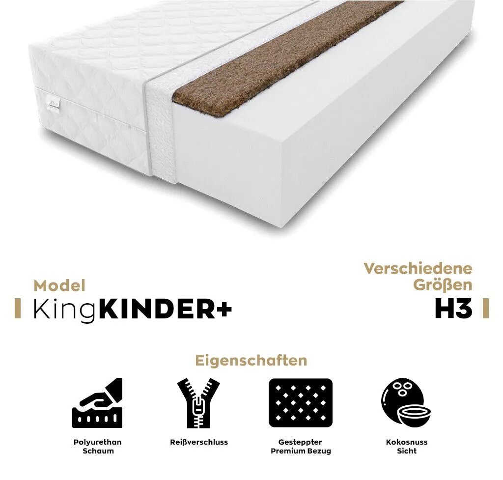 Kindermatratze Babymatratze Babybett Matratze Kokos H3/H4 KingKINDER PLUS 12cm Größe: 70 X 140 X 12 Cm 7 Kindermatratze Babymatratze Babybett Matratze Kokos H3/H4 KingKINDER PLUS 12cm Größe: 70 X 140 X 12 Cm – Bild 5