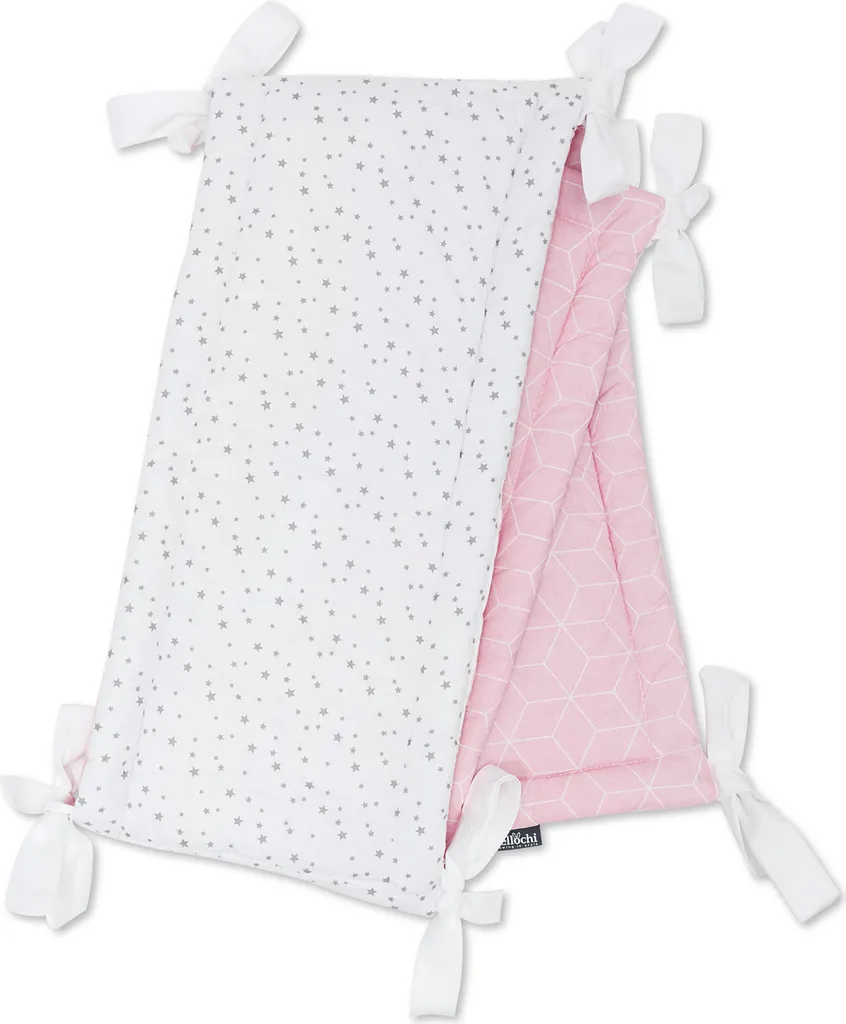 Bellochi Kantenschutz Baby Babybett Umrandungen Nestchen Kopfschutz Gitterbett Umrandung 180x30 Cm - 100% Baumwolle - Für Kinderbett Mit Rausfallschutz Baby Beistellbett 120x60 Cm - Rosa Und Weiß - Aurora 5 Bellochi Kantenschutz Baby Babybett Umrandungen Nestchen Kopfschutz Gitterbett Umrandung 180x30 Cm - 100% Baumwolle - Für Kinderbett Mit Rausfallschutz Baby Beistellbett 120x60 Cm - Rosa Und Weiß - Aurora – Bild 3
