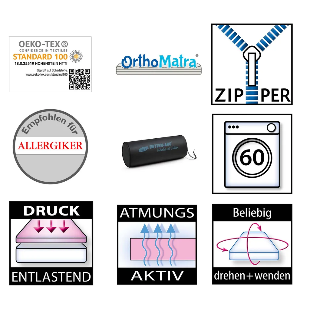 OrthoMatra Kiddy-Travel Kinder-Reisebettmatratze Mit Praktischer Transporttasche, 60x120 Cm 5 OrthoMatra Kiddy-Travel Kinder-Reisebettmatratze Mit Praktischer Transporttasche, 60x120 Cm – Bild 3