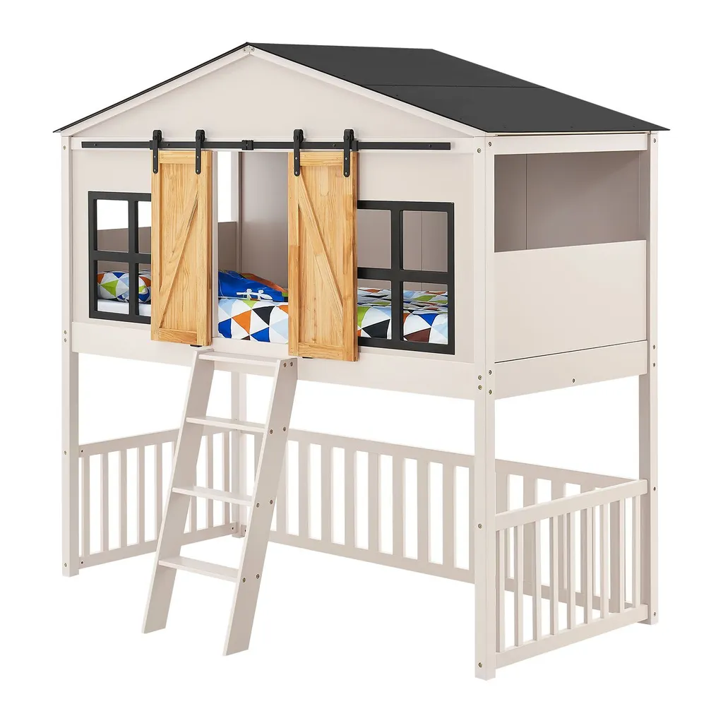 Juskys Kinderbett Farmhaus 90 X 200 Cm Mit Treppe, Dach & Fenster – Hochbett Rosa Für Kinder – Lattenrost Bis 150 Kg – Hausbett Aus Massivholz 13 Juskys Kinderbett Farmhaus 90 X 200 Cm Mit Treppe, Dach & Fenster – Hochbett Rosa Für Kinder – Lattenrost Bis 150 Kg – Hausbett Aus Massivholz – Bild 11