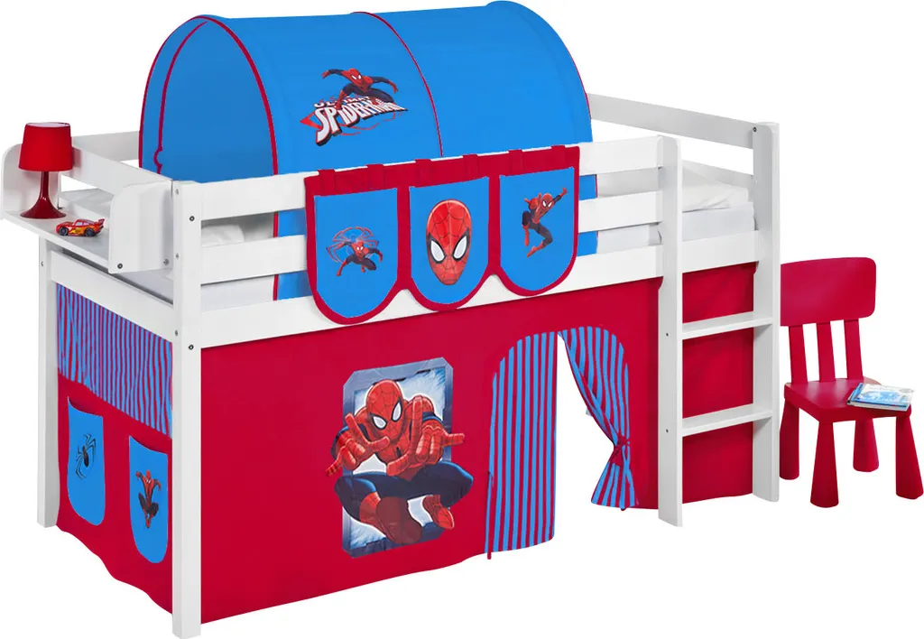 Lilokids Spielbett JELLE Spiderman - Weiß - Mit Vorhang Und Lattenrost - , Maße: 208 Cm X 113 Cm X 98 Cm; T-JELLE2054KW-SPIDERMAN 4 Lilokids Spielbett JELLE Spiderman - Weiß - Mit Vorhang Und Lattenrost - , Maße: 208 Cm X 113 Cm X 98 Cm; T-JELLE2054KW-SPIDERMAN – Bild 2