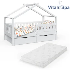 VitaliSpa Kinderbett + Schubladen + Matratze Design Weiß 167,6 X 87,6 X 133,6 Cm Massivholz -Barbie Store b367dff7ce6d3229831c91aa0cc1d2ad