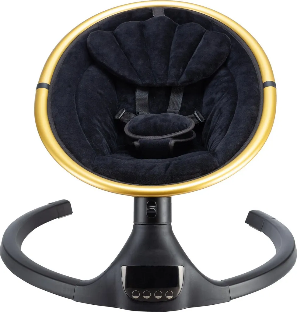 X Adventure Rocco Velvet Babywippe Babyschaukel - 0 Bis 9 Kg - 0 Bis 7 Monate - 5 Schwingungsamplituden - Bluetooth - Musik - Fernbedienung - Schwarz/Gold 3 X Adventure Rocco Velvet Babywippe Babyschaukel - 0 Bis 9 Kg - 0 Bis 7 Monate - 5 Schwingungsamplituden - Bluetooth - Musik - Fernbedienung - Schwarz/Gold