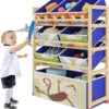 Dripex 64 X 28 X 81 Cm Kinder Regal, Spielzeugregal Mit 8 Boxen Kinderzimmerregal Aufbewahrungsregal Für Kinder Junge