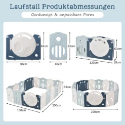 Merax Laufgitter Faltbar Laufstall Baby Absperrgitter 14+2 Paneele Schutzgitter Mit Schaukel, Rutsche Und Basketballkorb, Astronauten-Serie Krabbelgitter 4-in-1 Laufgitter Für Kinder, Blau -Barbie Store b6e50912cd01738f1022fc7e2f14d598