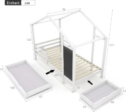 Merax Kinderbett Adele 90x200cm Hausbett Mit Tafel Und 2 Schubladen, Zaun Und Lattenrost, Spielbett Bett Kinderhaus Aus Massivholz, Weiß -Barbie Store b7706cfb9b7ad064014fbe2c20ea3c2b