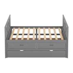 Merax Funktionsbett 90 X200 Cm Jugendbett Tagesbett Mit Schubladen Und Trundle, Funktionsliege Kojenbett Kinderbett Aus Kiefer, Grau -Barbie Store b840bbcd337e44a5663510d0a1170811