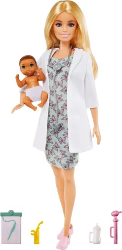 Barbie Kinderärztin-Spielset Mit Blonder Puppe, Babypuppe, Ärztinnen-Spielzubehör