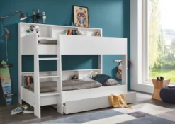 Relita Etagenbett SWAY Mit 2 X Liegeflächen 90x200 Cm, Inkl. Bodenplatte Und Regalen, Ausführung Spanplatte WeißNachbildung -Barbie Store bbcd39cdc51c8e2997038590b8e0b7c4