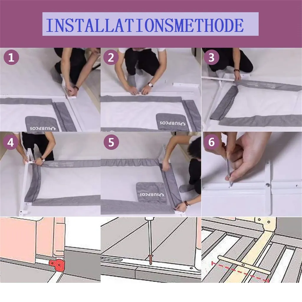 Zehnhase Bettgitter Bettschutzgitter Kinderbettgitter Babybettgitter 120 Cm, Grau, 1 Seite 9 Zehnhase Bettgitter Bettschutzgitter Kinderbettgitter Babybettgitter 120 Cm, Grau, 1 Seite – Bild 7