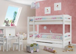 Etagenbett Kiefer Weiß 90x200 Massivholzbett Kinderbett Zubehör Wählbar V-60.10-09WRollrost Und Gästebettkasten Inkl. -Barbie Store be37a15d0f9889e5dd92d4515aaa1e8a
