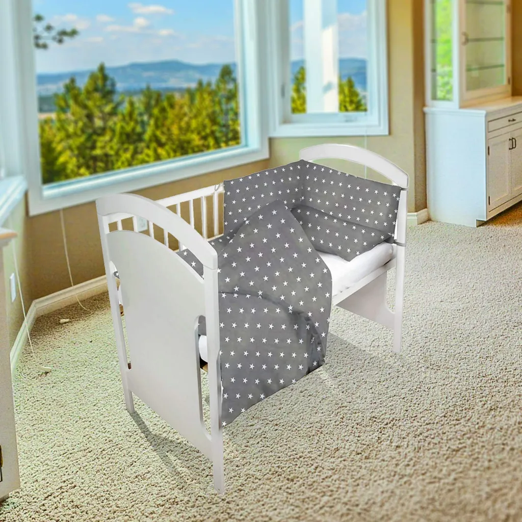 Bettumrandung Babybett Nestchen Umrandungen - Babynest Kopfschutz Für Baby Beistellbett Gitterbett 420 Cm GRAU 8 Bettumrandung Babybett Nestchen Umrandungen - Babynest Kopfschutz Für Baby Beistellbett Gitterbett 420 Cm GRAU – Bild 6