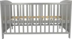 Puckdaddy Babybett Mika 140x70cm Grau Höhenverstellbar Mit Herausnehmbaren Sproßen