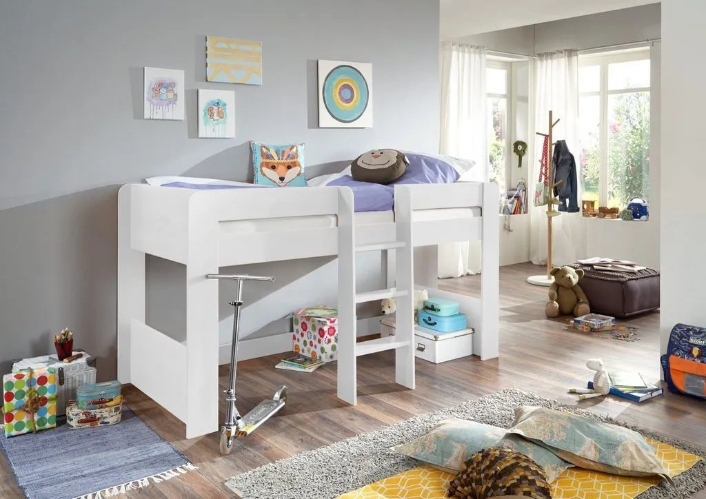 Hochbett ANDI 1 Kinderbett Spielbett Halbhohes Bett Weiß 4 Hochbett ANDI 1 Kinderbett Spielbett Halbhohes Bett Weiß – Bild 2
