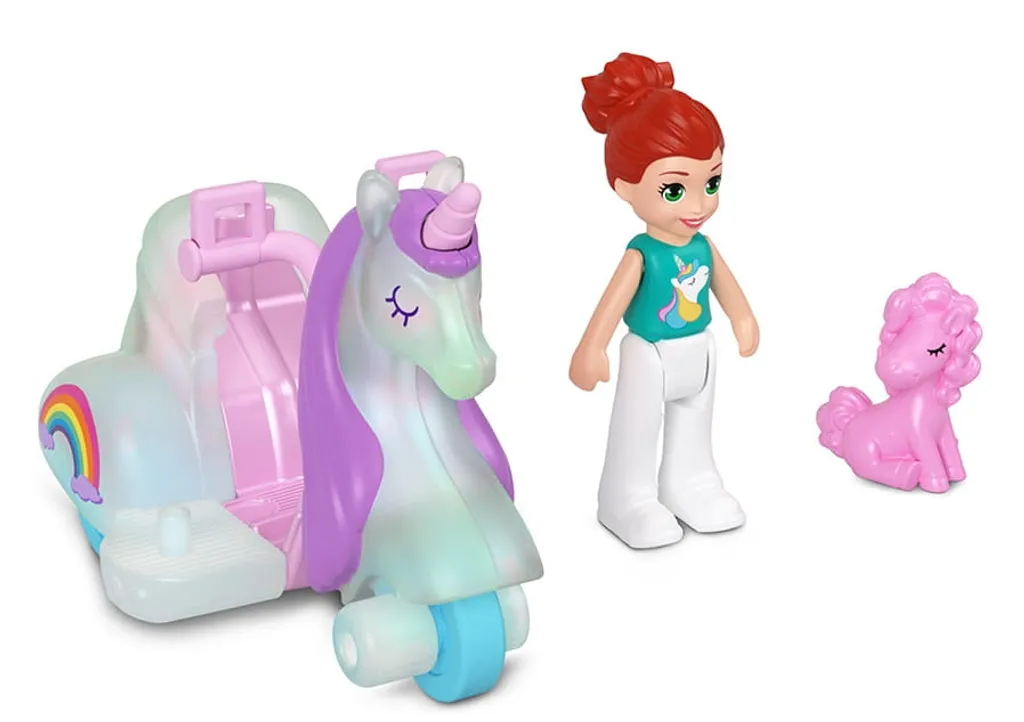 Mattel Polly Pocket Puppe Mit Auto Einhorn 3 Mattel Polly Pocket Puppe Mit Auto Einhorn