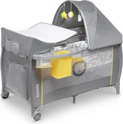 Lionelo Sven Plus In GELB Kinder Baby Reisebett Mit Wickeltisch Kinderbett Babybett Balachin Moskitonetz Urlaub Reise Laufstall Wickelauflage Spieluhr