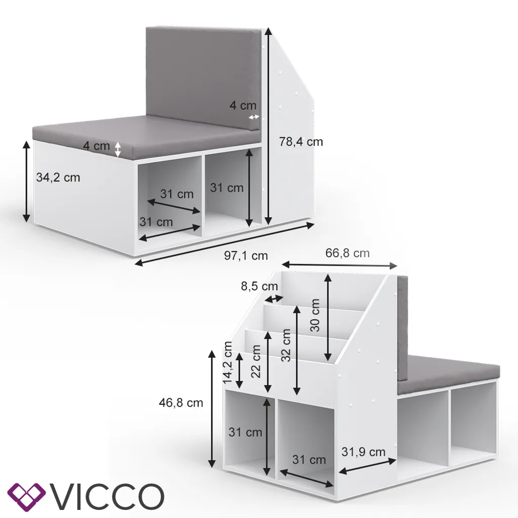 Vicco Kinderregal Onix Weiß 97,1 X 78,4 X 66,8 Cm Holzwerkstoff 5 Vicco Kinderregal Onix Weiß 97,1 X 78,4 X 66,8 Cm Holzwerkstoff – Bild 3