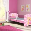 ACMA Jugendbett Kinderbett Junior-Bett Komplett-Set Mit Matratze Lattenrost Und Rausfallschutz Rosa 10 Teddybär 140x70