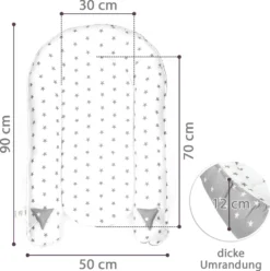Babynest Kokon Neugeborene 90 X 50 Cm - Handmade Kuschelnest Baby Nestchen Aus Baumwolle Sternchen Grau-Weiß -Barbie Store c7e8ea9d0d2a4675438d1a9a9ac70e71