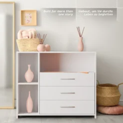 Infantastic® Wickelkommode Mit 3 Schubladen Und 3 Fächern, Ca. 113 X 53 X 101.6 Cm, Inkl. Wickelaufsatz Abnehmbar, Weiß - Baby Kommode, Babymöbel, Wickeltisch -Barbie Store c81e8be9d08baecc9e5e7f969b2d46d5