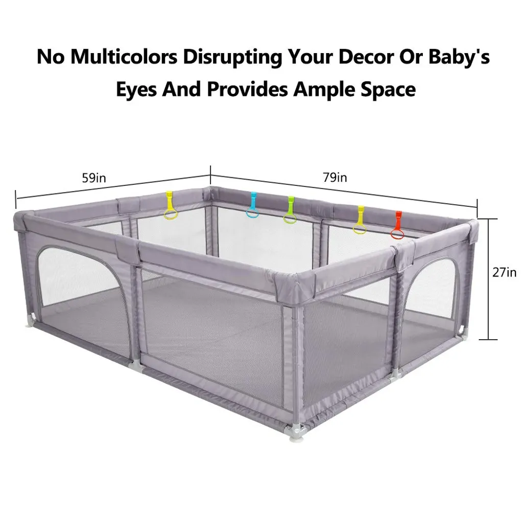 Dripex Laufstall Baby Laufgitter Absperrgitter Mit Atmungsaktivem Netz 150x200cm Schutzgitter Krabbelgitter Für Kinder, Große Sicherheitsspielplatz, Dunkel Grau 8 Dripex Laufstall Baby Laufgitter Absperrgitter Mit Atmungsaktivem Netz 150x200cm Schutzgitter Krabbelgitter Für Kinder, Große Sicherheitsspielplatz, Dunkel Grau – Bild 6