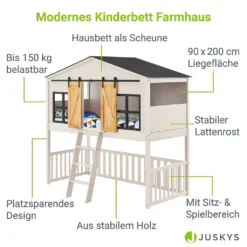 Juskys Kinderbett Farmhaus 90 X 200 Cm Mit Treppe, Dach & Fenster – Hochbett Rosa Für Kinder – Lattenrost Bis 150 Kg – Hausbett Aus Massivholz 24 Juskys Kinderbett Farmhaus 90 X 200 Cm Mit Treppe, Dach & Fenster – Hochbett Rosa Für Kinder – Lattenrost Bis 150 Kg – Hausbett Aus Massivholz -Barbie Store c9477729708025d5af9feb363e0cf85d