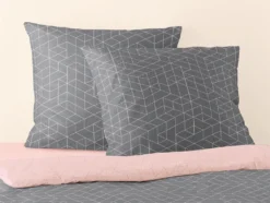 Irisette Mako Satin Bettwäsche 135x200 2tlg Grau Rosa | Bettwäsche-Set Aus 100% Baumwolle | 2 Teilige Wende-Bettwäsche 135x200 Cm & Kissen 80x80 Cm | Geometrisches Muster -Barbie Store ccf95afa0fc97b788ae860d8973e3494