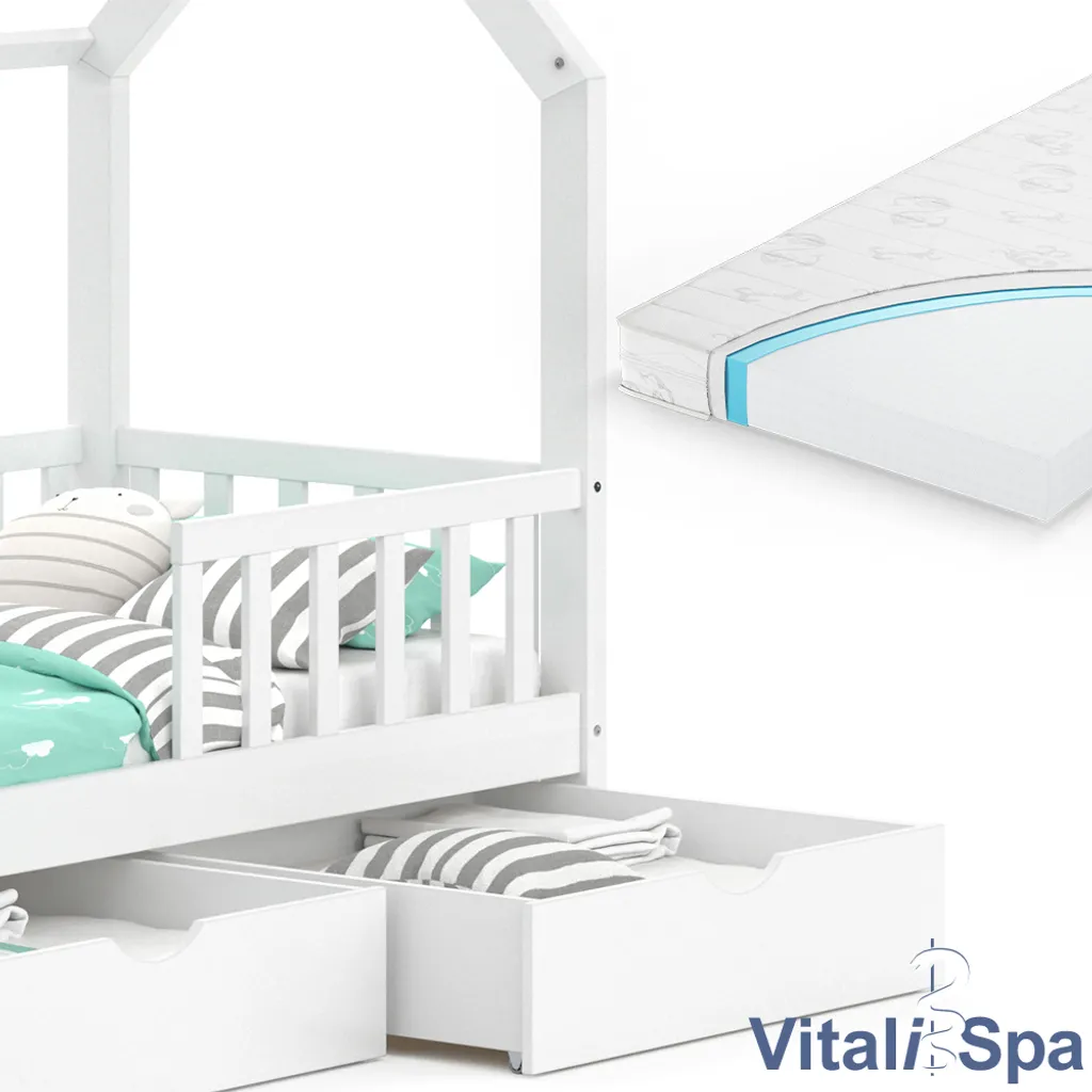 VitaliSpa Kinderbett Hausbett Spielbett Wiki 80x160 Inkl Matratze 2 Schubladen 8 VitaliSpa Kinderbett Hausbett Spielbett Wiki 80x160 Inkl Matratze 2 Schubladen – Bild 6