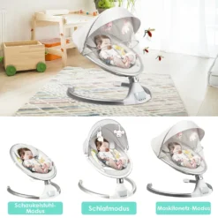 COSTWAY Babywippe Elektrisch Mit Timer, Babyschaukel Babywiege Mit 5 Schwingungsamplituden Musik Und Bluetoothfunktion Beige 10 COSTWAY Babywippe Elektrisch Mit Timer, Babyschaukel Babywiege Mit 5 Schwingungsamplituden Musik Und Bluetoothfunktion Beige -Barbie Store ce725a4499e6ffbb85bb36c481ff7fd7