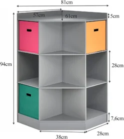 COSTWAY 3-stöckiges Kinderregal Mit 6 Offenen Regalen & 3 Farbigen Körben, Moderner Eckregal Zur Aufbewahrung, Aufbewahrungsschrank Mit 9 Fächern, Beistellschrank Für Kinderzimmer, Wohnzimmer (Grau) 11 COSTWAY 3-stöckiges Kinderregal Mit 6 Offenen Regalen & 3 Farbigen Körben, Moderner Eckregal Zur Aufbewahrung, Aufbewahrungsschrank Mit 9 Fächern, Beistellschrank Für Kinderzimmer, Wohnzimmer (Grau) -Barbie Store ce7ab674e6a891008f4fc8caa054635e