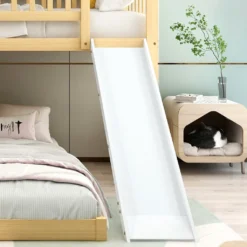 Merax Etagenbett 90x200cm Kinderbett Mit Rutsche, Treppe Mit Stauraum, Fallschutz Und Handlauf, Hausbett Aus Massivholz In Natur Und Weiß, 2 Einzelbetten Stockbett Für Kinderzimmer -Barbie Store cfb9139f9cccc821e33a1fbe492c0430