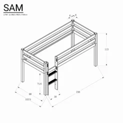 Bubema Sam Kinder Hochbett, Buche Massiv, Mit Oder Ohne Rutsche, Natur Oder Weiß : Ohne Rutsche : Natur Lackiert -Barbie Store d1ba77533239389e6b45f1ab00862712