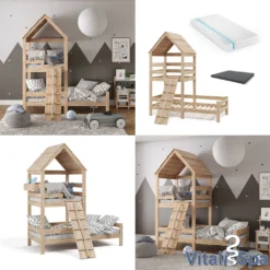 VitaliSpa Spielturmbett – Kinderbett Inkl. Matratze 90x200 Cm, Hochbett – Buche Massivholz -Barbie Store d5cfc9e3b8355480dab982748f2c497a
