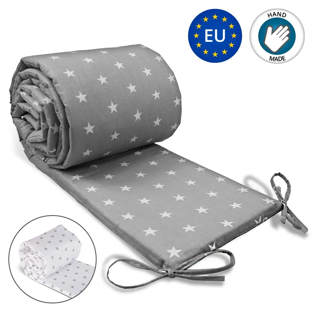 Bettumrandung Babybett Nestchen Umrandungen - Babynest Kopfschutz Für Baby Beistellbett Gitterbett 420 Cm GRAU 3 Bettumrandung Babybett Nestchen Umrandungen - Babynest Kopfschutz Für Baby Beistellbett Gitterbett 420 Cm GRAU