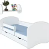 Jugendbett Kinderbett Komplett-Set Mit Matratze, Rausfallschutz, Bettkasten 160x80 Weiß