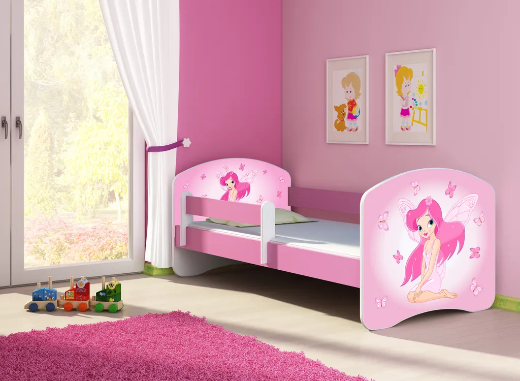 ACMA Jugendbett Kinderbett Junior-Bett Komplett-Set Mit Matratze Lattenrost Und Rausfallschutz Rosa 07 Rosa Fee 180x80 3 ACMA Jugendbett Kinderbett Junior-Bett Komplett-Set Mit Matratze Lattenrost Und Rausfallschutz Rosa 07 Rosa Fee 180x80