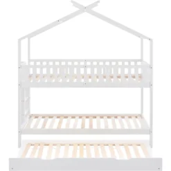 Merax Kinderbett 90x200cm Etagenbett Hochbetten Mit Leiter, Rausfallschutz Und Dachform, Ausziehbett Drei Einzelbetten Hoch Doppel Stockbett Für Kinderzimmer, Kiefernholz Rahmen, Weiß 23 Merax Kinderbett 90x200cm Etagenbett Hochbetten Mit Leiter, Rausfallschutz Und Dachform, Ausziehbett Drei Einzelbetten Hoch Doppel Stockbett Für Kinderzimmer, Kiefernholz Rahmen, Weiß -Barbie Store d8e8938a0f8a55a49d9b3824503ee527