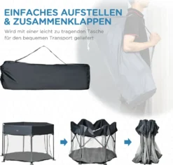 HOMCOM Baby Laufgitter 6 Eckig Zusammenklappbarer Laufstall Absperrgitter Krabbelgitter Reisebett Spielgitter Aktivitätszentrum Für Kinder Schutzgitter Mit Tragetasche Dunkelgrau 134 X 134 X 83 Cm -Barbie Store dbc0ed42a065c913ba2a5725ae1a683e