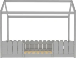Merax Kinderbett 90x200cm Hausbett Spielbett Kinderhaus Mit Rausfallschutz Und Lattenrost, Schönes Babybett Aus Kiefernholz, Grau -Barbie Store dbf95b9df8f4ec290e431b088ff0ea5b