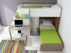 Hochbett 2x 90 X 190 Cm Mit Schreibtisch + Bettboden - Weiß, Naturfarben & Braun - SAMUEL 10 Hochbett 2x 90 X 190 Cm Mit Schreibtisch + Bettboden - Weiß, Naturfarben & Braun - SAMUEL -Barbie Store dd970ee51f8452bd7f9951f0355674cd