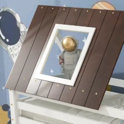 Merax Etagenbett Mit Rechtwinkliger Leiter Und Fallschutz, Dach Und Zäune, Kinderbett 90x200cm Stockbett Hausbett Aus Kiefer, Weiß Und Braun -Barbie Store ddf8f960cc5c28698d61da3aacc67087