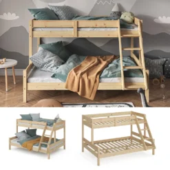 VitaliSpa Hochbett Everest Natur 140x200 Cm Massivholz