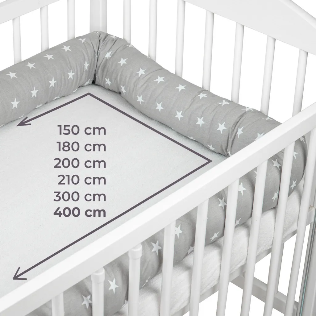 Bettschlange 300 Cm Nestchenschlange Für Baby Bettrolle 3m Bettumrandung Babybettschlange Grau Mit Weißen Sternen 9 Bettschlange 300 Cm Nestchenschlange Für Baby Bettrolle 3m Bettumrandung Babybettschlange Grau Mit Weißen Sternen – Bild 7