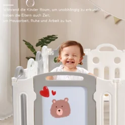 Laufgitter Baby, Laufstall Faltbar, Mit Zeichenbrett Pinsel Rutsche Schaukel Basketballkorb Kunststoff Schutzgitter Absperrgitter Drinnen Draußen Krabbelgitter Für Kinder -Barbie Store e08c1f26eac423a80de6b39b62e5ead6